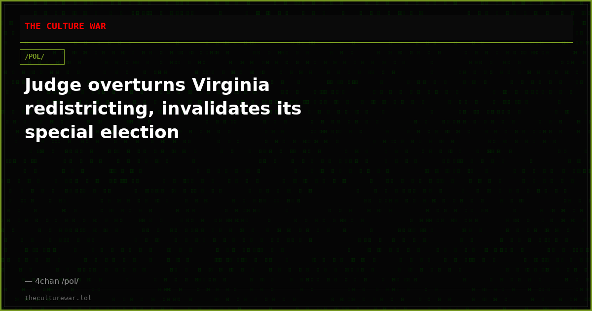 Judge overturns Virginia redistricting, invalidates its special election