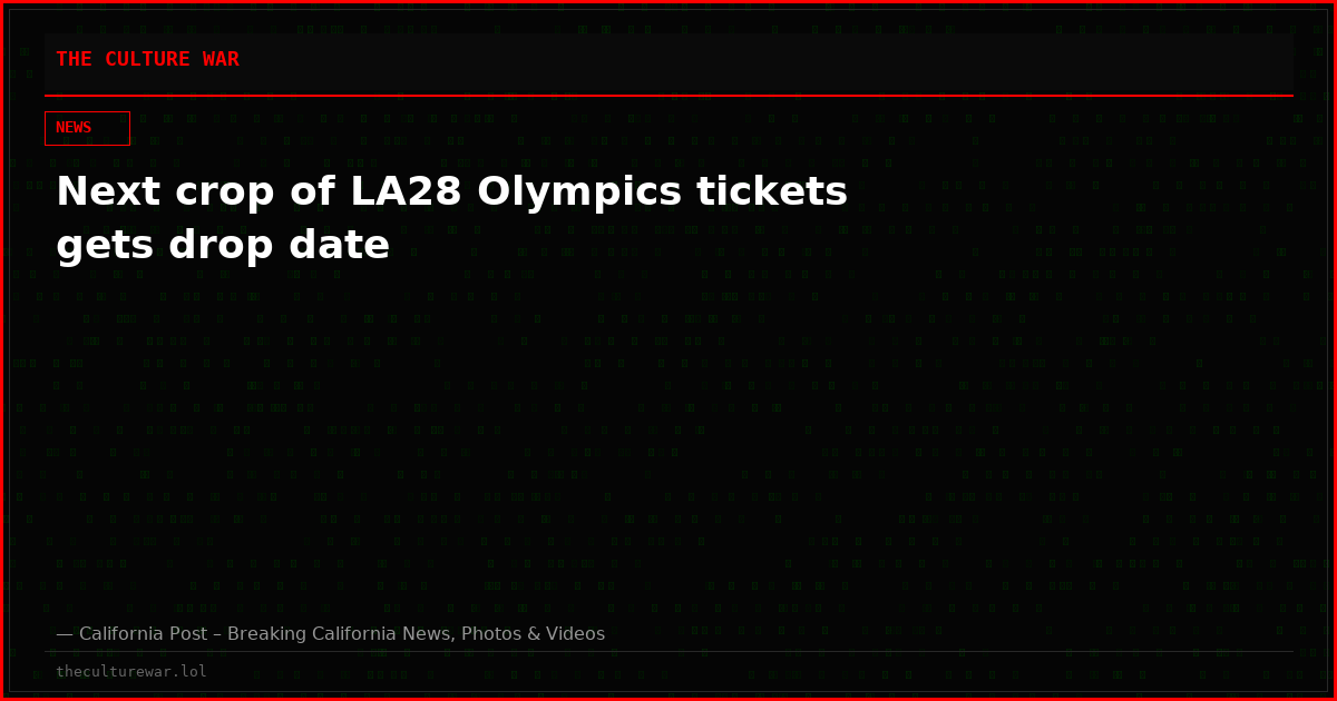 Next crop of LA28 Olympics tickets gets drop date