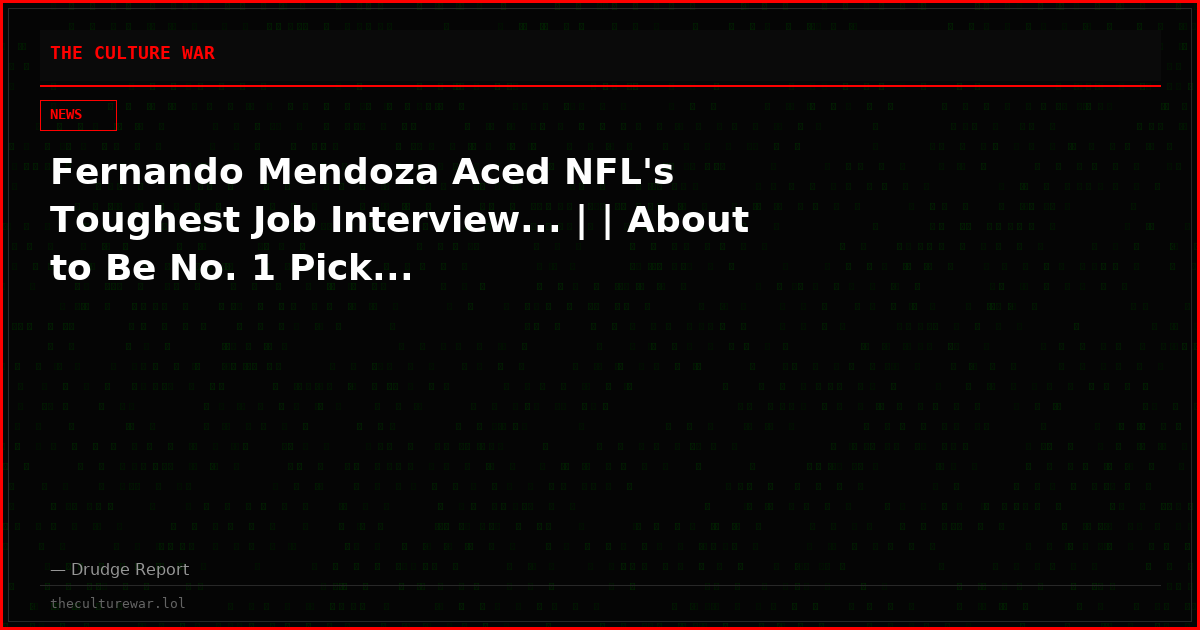 Fernando Mendoza Aced NFL's Toughest Job Interview... | | About to Be No. 1 Pick...