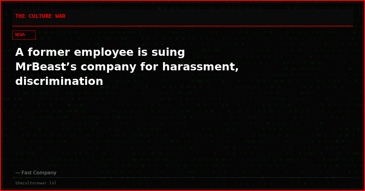 A former employee is suing MrBeast’s company for harassment, discrimination