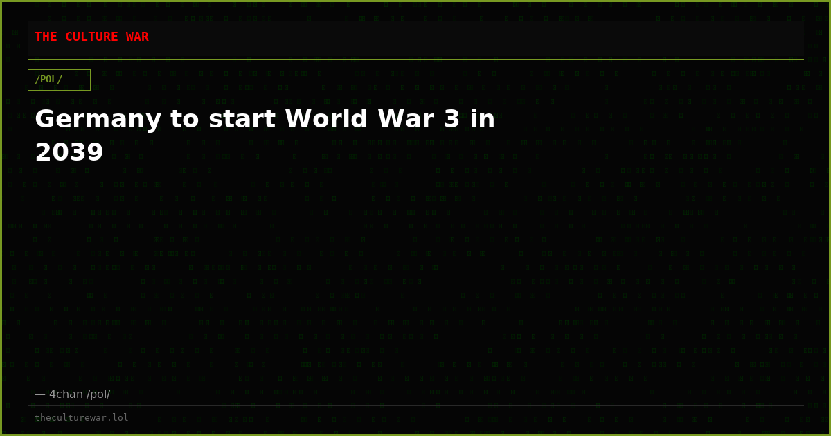 Germany to start World War 3 in 2039