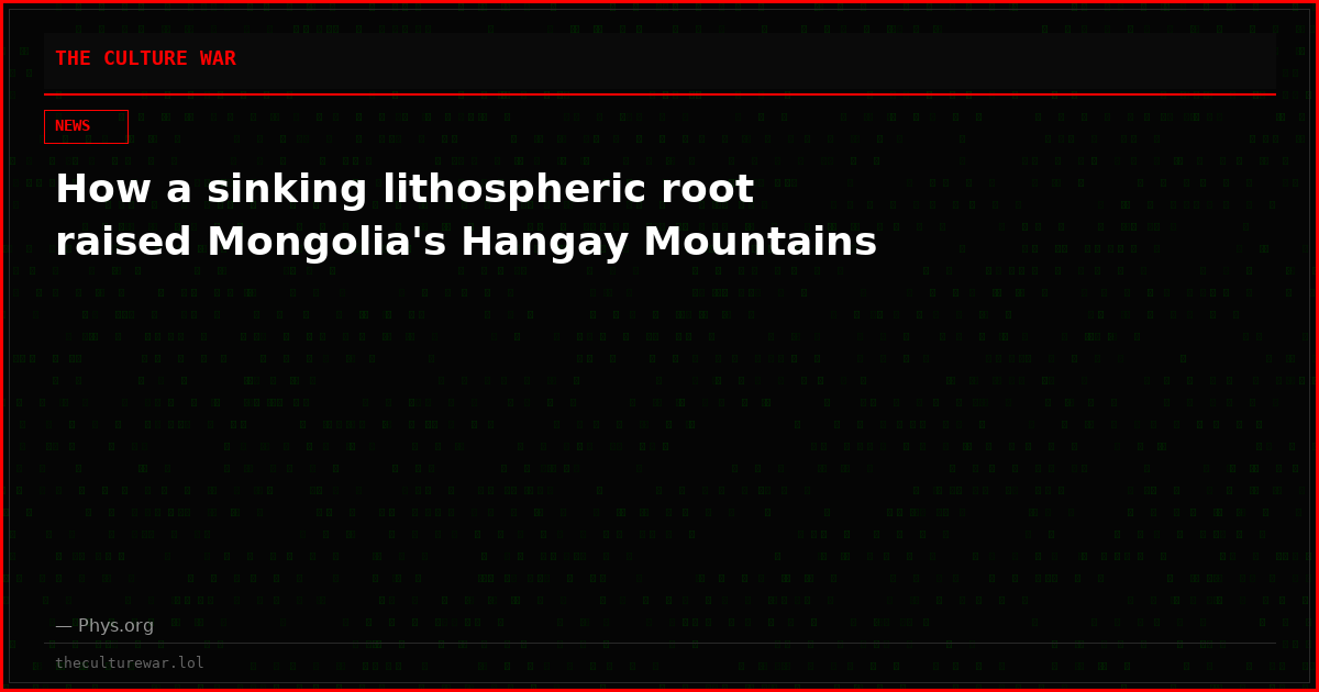 How a sinking lithospheric root raised Mongolia's Hangay Mountains