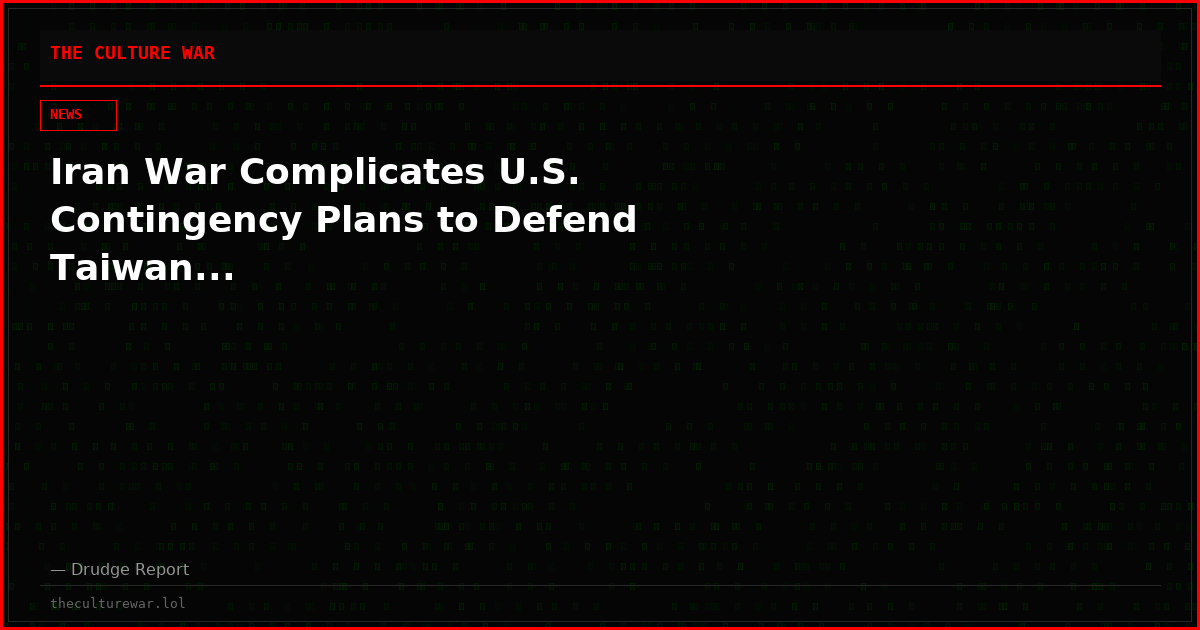 Iran War Complicates U.S. Contingency Plans to Defend Taiwan...