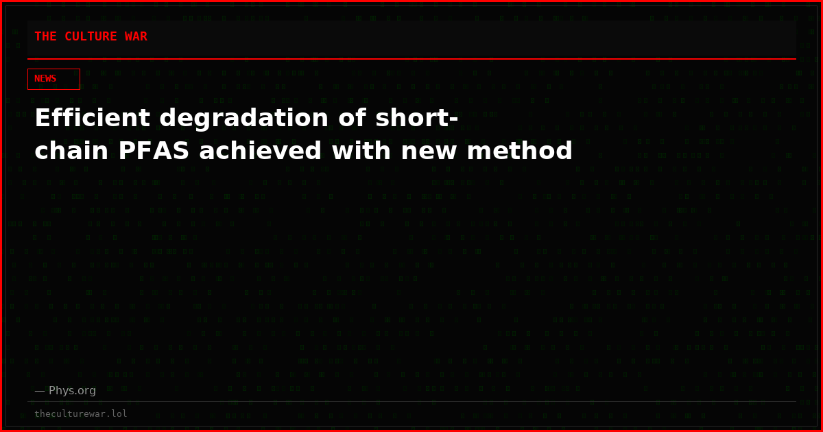 Efficient degradation of short-chain PFAS achieved with new method
