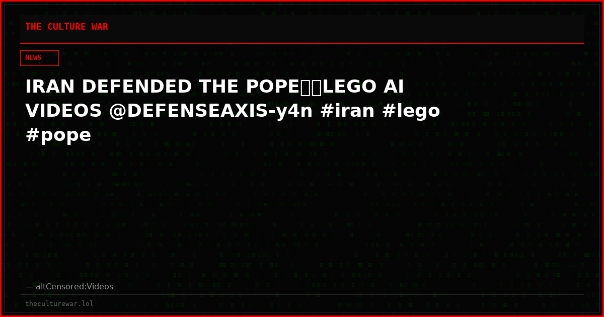 IRAN DEFENDED THE POPE💀🔥LEGO AI VIDEOS @DEFENSEAXIS-y4n #iran #lego #pope