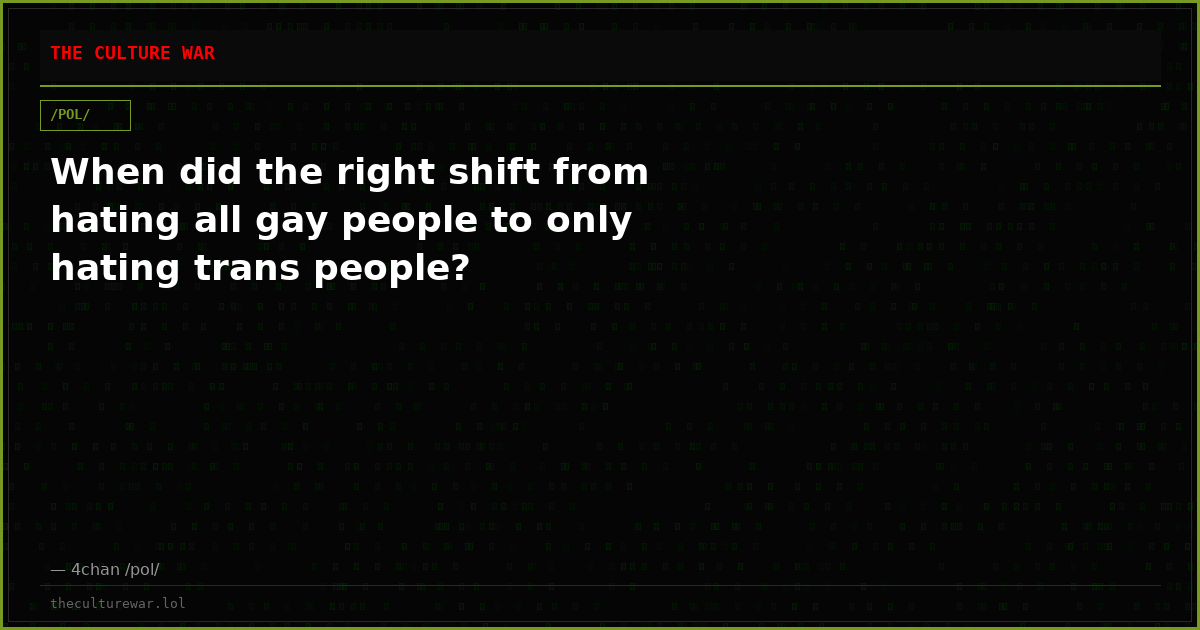 When did the right shift from hating all gay people to only hating trans people?