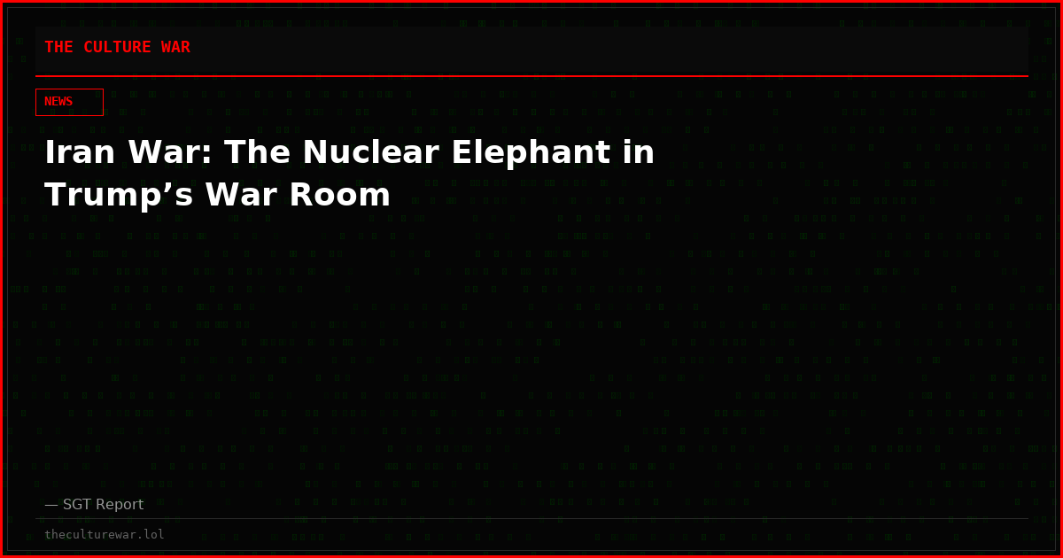 Iran War: The Nuclear Elephant in Trump’s War Room