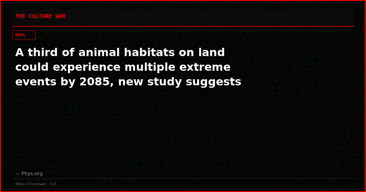 A third of animal habitats on land could experience multiple extreme events by 2085, new study suggests