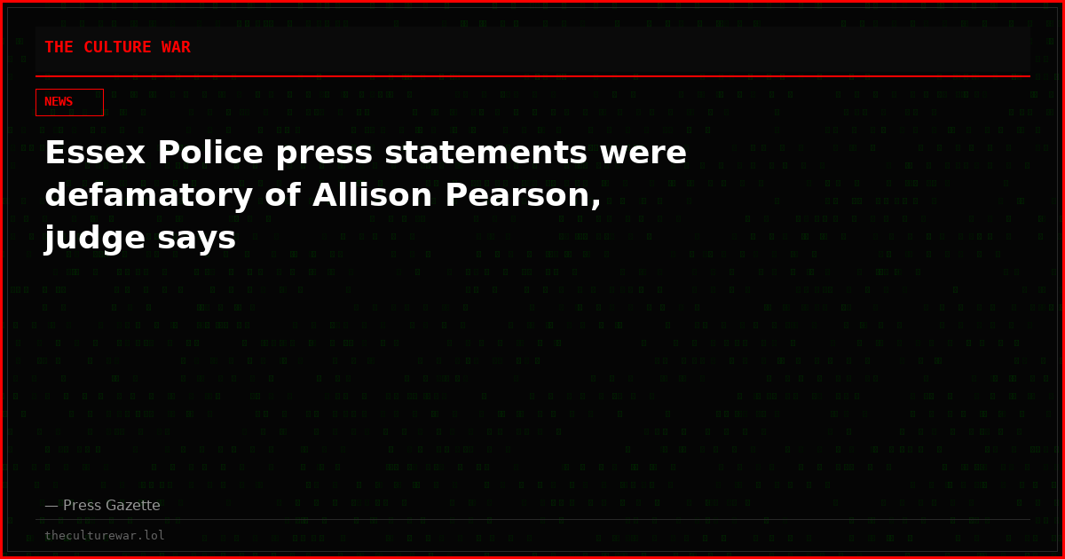 Essex Police press statements were defamatory of Allison Pearson, judge says
