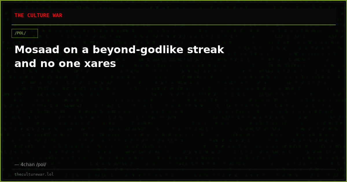 Mosaad on a beyond-godlike streak and no one xares