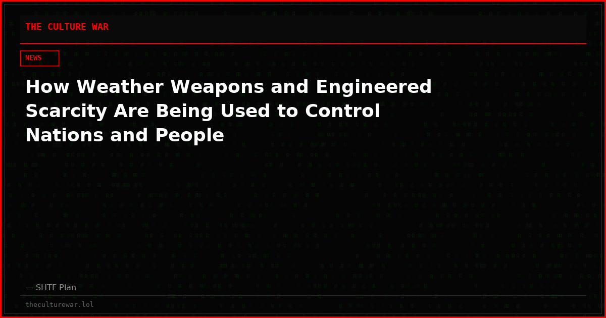 How Weather Weapons and Engineered Scarcity Are Being Used to Control Nations and People