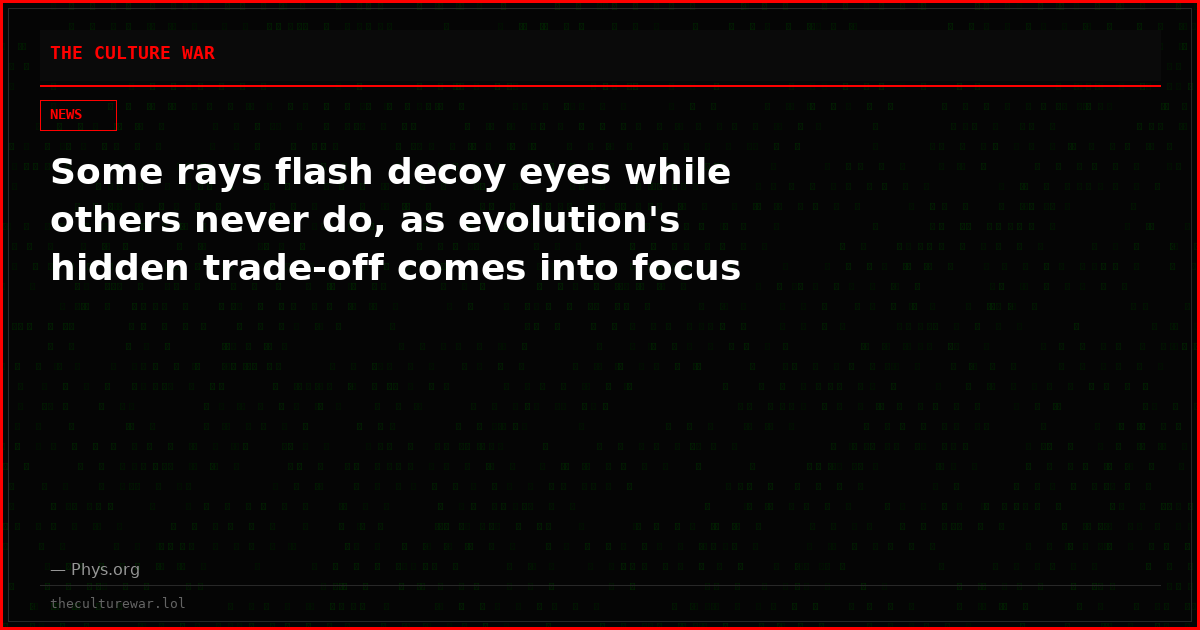 Some rays flash decoy eyes while others never do, as evolution's hidden trade-off comes into focus