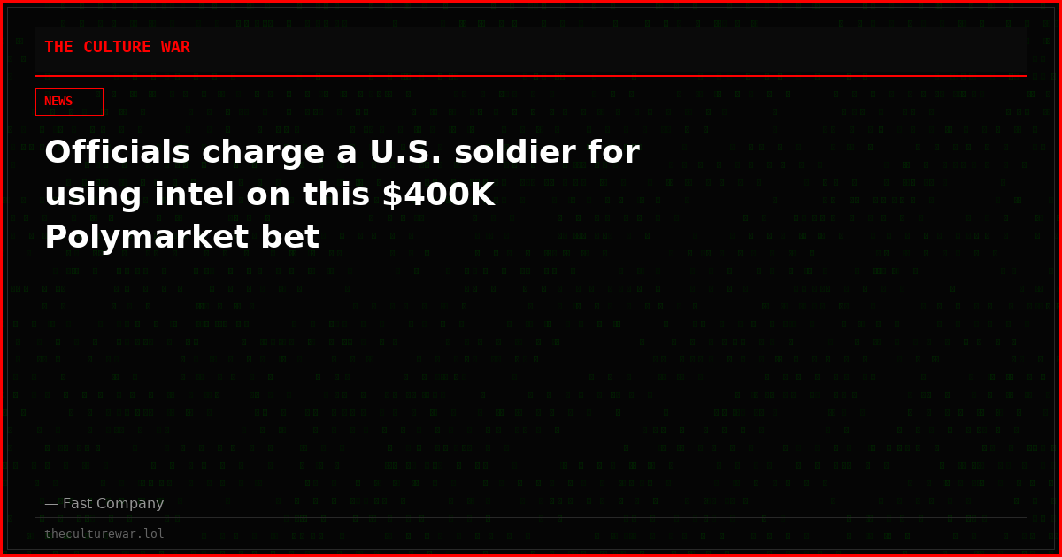 Officials charge a U.S. soldier for using intel on this $400K Polymarket bet