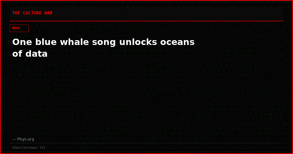 One blue whale song unlocks oceans of data