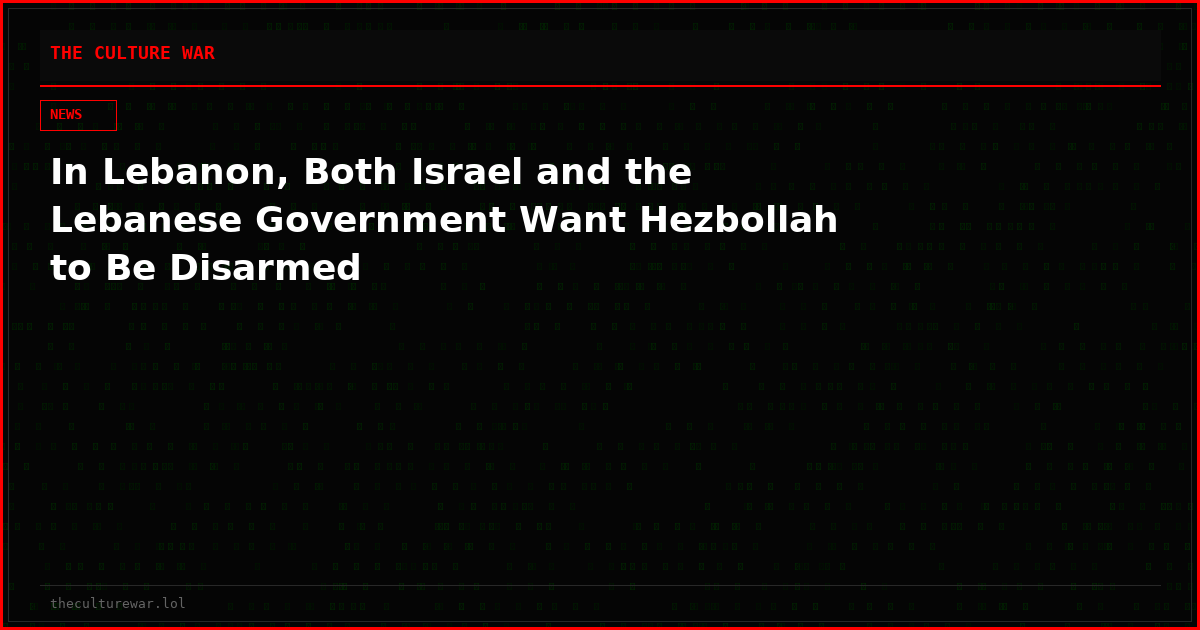 In Lebanon, Both Israel and the Lebanese Government Want Hezbollah to Be Disarmed