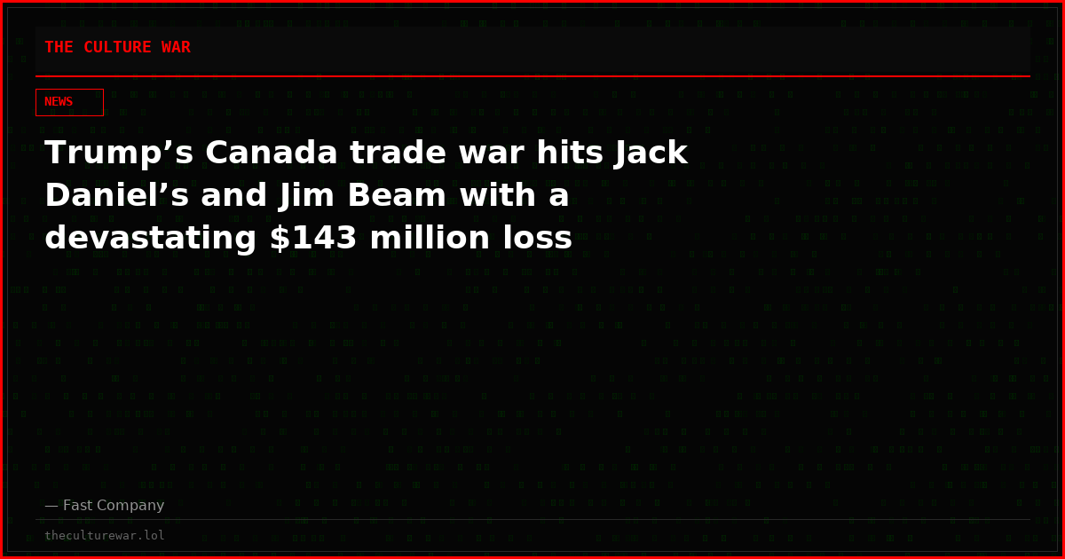 Trump’s Canada trade war hits Jack Daniel’s and Jim Beam with a devastating $143 million loss
