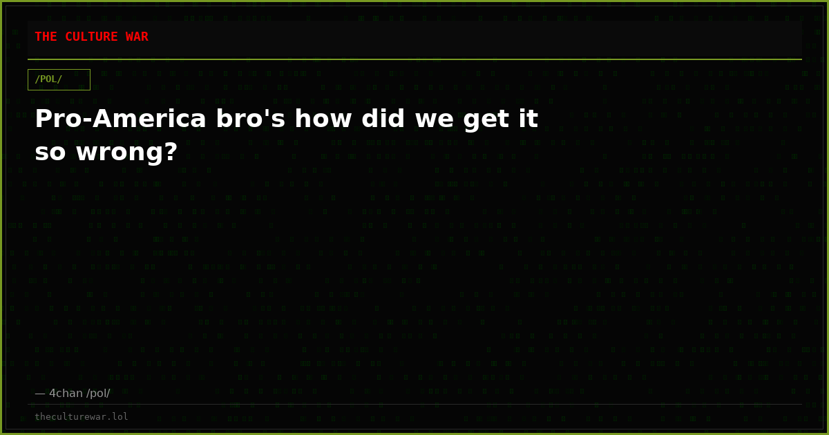 Pro-America bro's how did we get it so wrong?