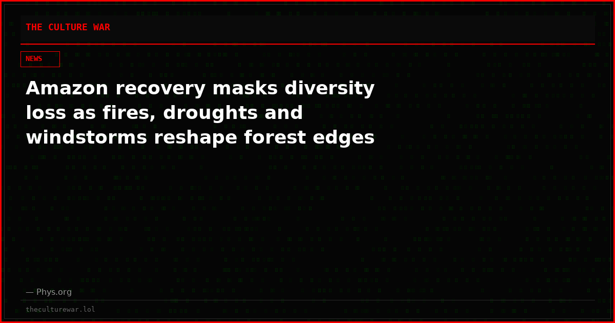 Amazon recovery masks diversity loss as fires, droughts and windstorms reshape forest edges