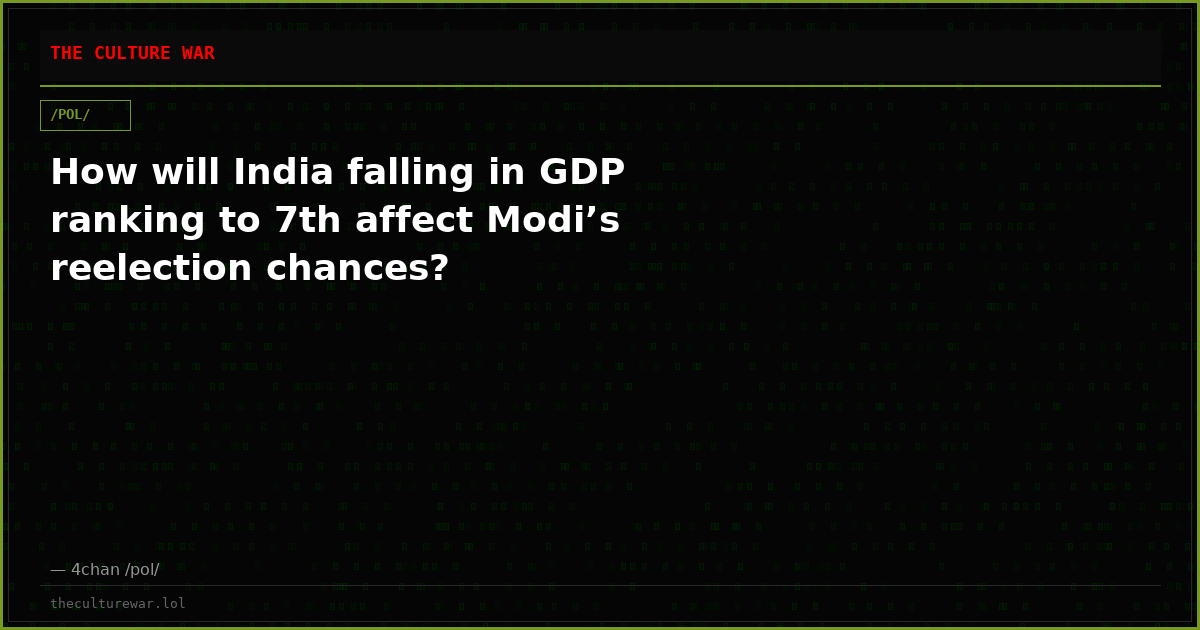 How will India falling in GDP ranking to 7th affect Modi’s reelection chances?