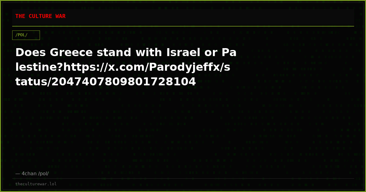 Does Greece stand with Israel or Palestine?https://x.com/Parodyjeffx/status/2047407809801728104