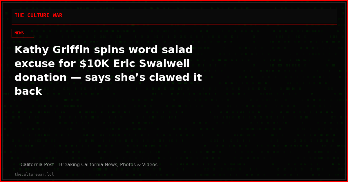 Kathy Griffin spins word salad excuse for $10K Eric Swalwell donation — says she’s clawed it back