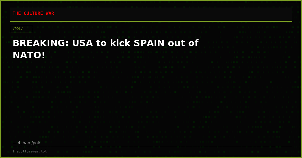 BREAKING: USA to kick SPAIN out of NATO!