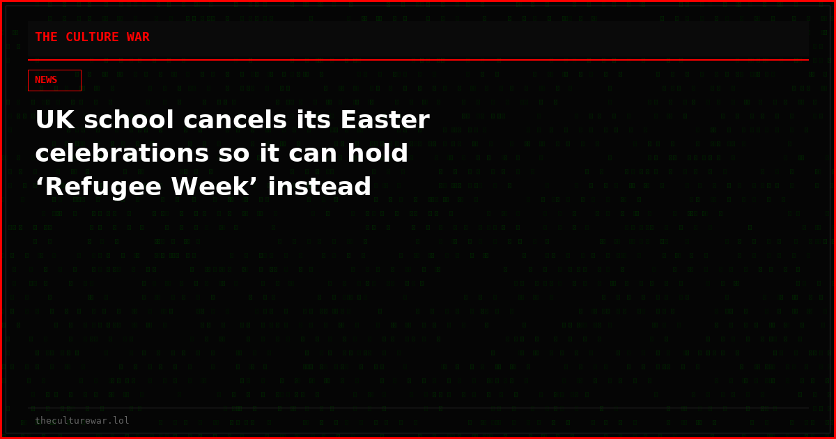 UK school cancels its Easter celebrations so it can hold ‘Refugee Week’ instead