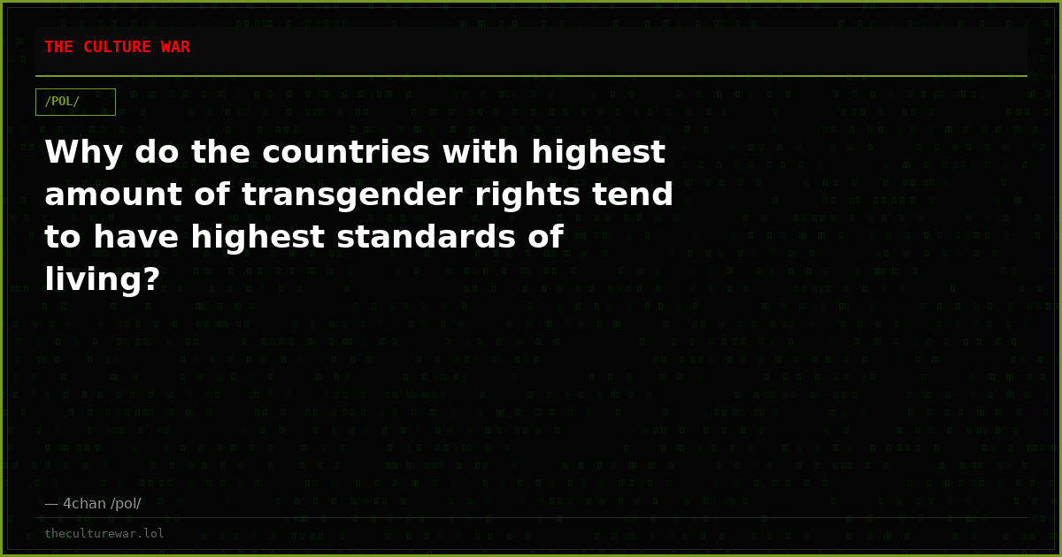 Why do the countries with highest amount of transgender rights tend to have highest standards of living?