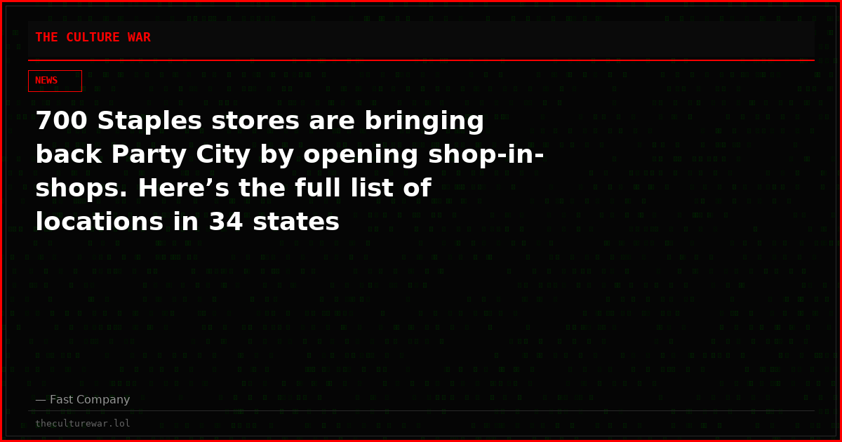 700 Staples stores are bringing back Party City by opening shop-in-shops. Here’s the full list of locations in 34 states