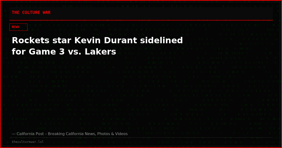 Rockets star Kevin Durant sidelined for Game 3 vs. Lakers