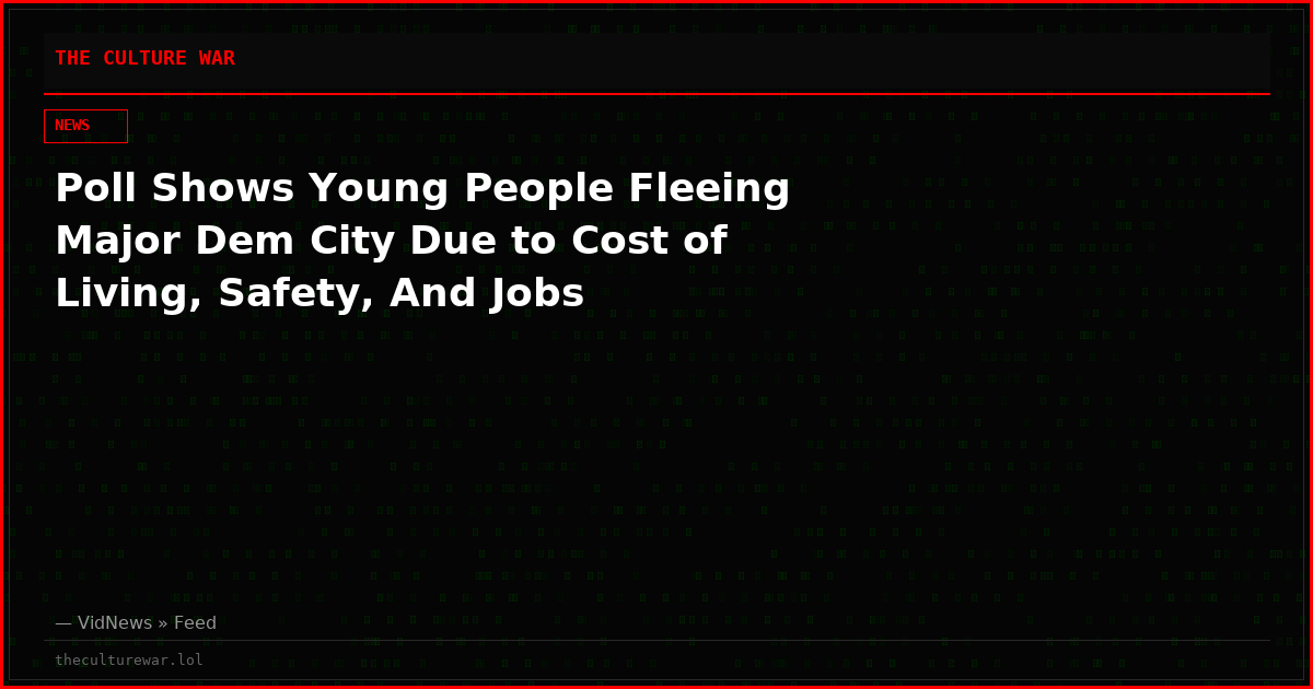 Poll Shows Young People Fleeing Major Dem City Due to Cost of Living, Safety, And Jobs