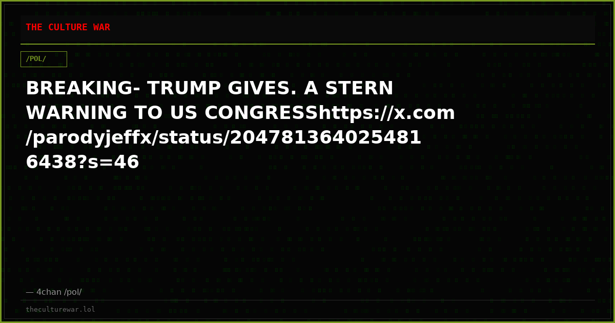 BREAKING- TRUMP GIVES. A STERN WARNING TO US CONGRESShttps://x.com/parodyjeffx/status/2047813640254816438?s=46