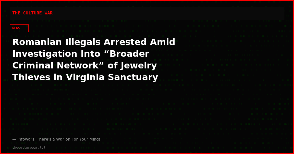 Romanian Illegals Arrested Amid Investigation Into “Broader Criminal Network” of Jewelry Thieves in Virginia Sanctuary County