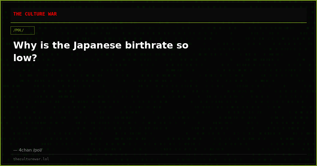 Why is the Japanese birthrate so low?