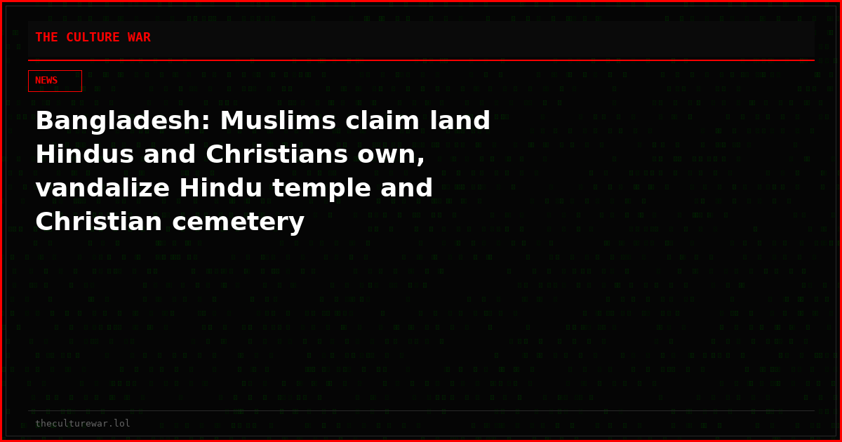Bangladesh: Muslims claim land Hindus and Christians own, vandalize Hindu temple and Christian cemetery