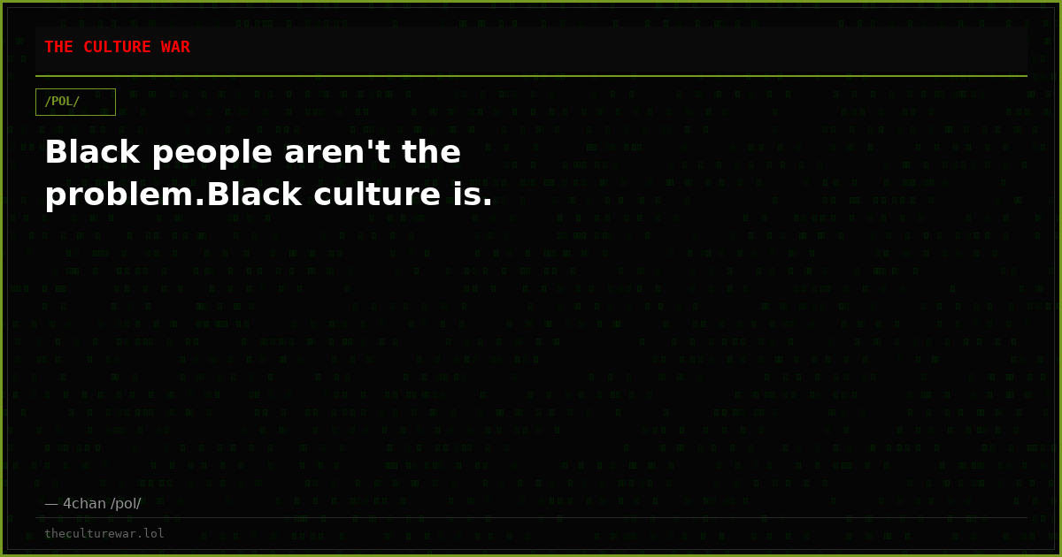 Black people aren't the problem.Black culture is.