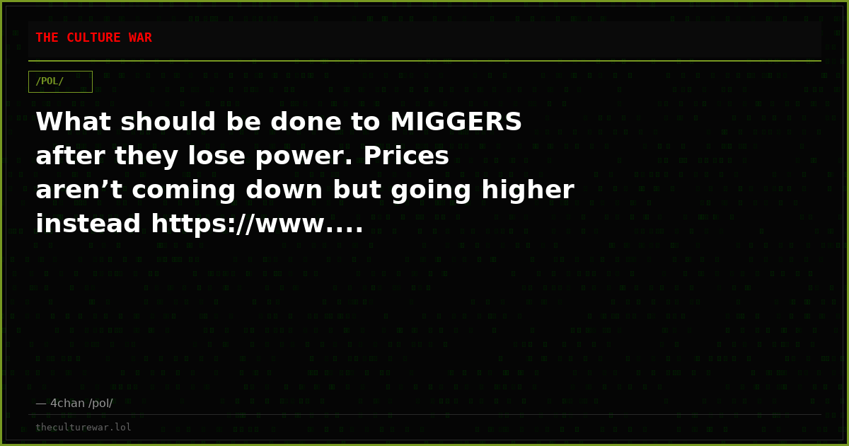 What should be done to MIGGERS after they lose power. Prices aren’t coming down but going higher instead https://www....