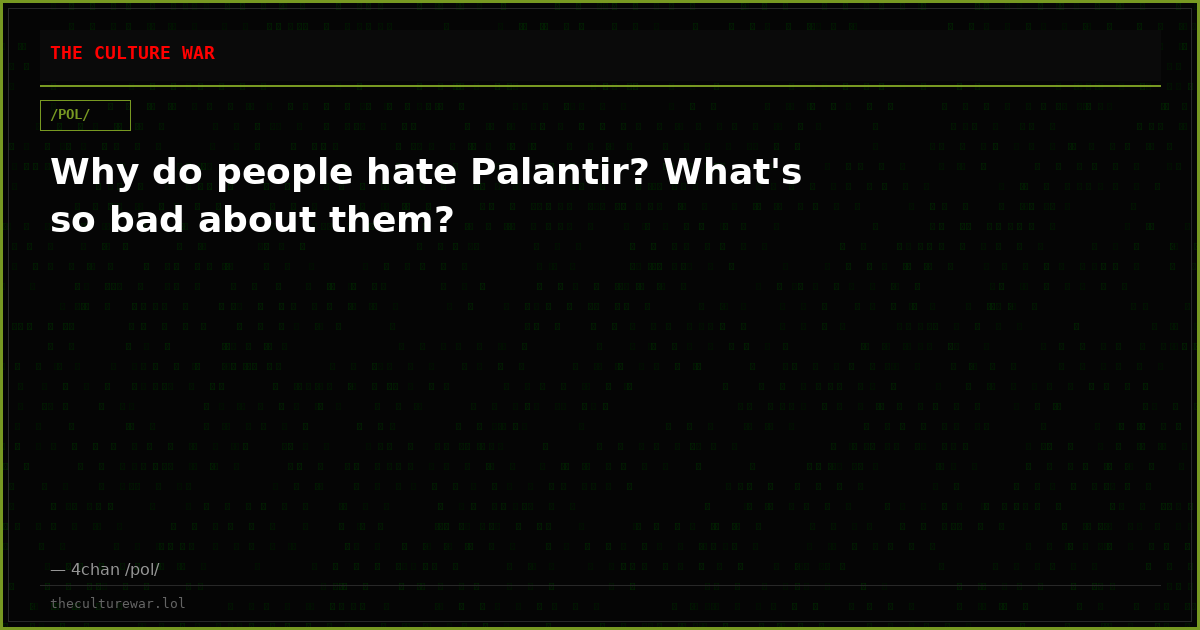 Why do people hate Palantir? What's so bad about them?