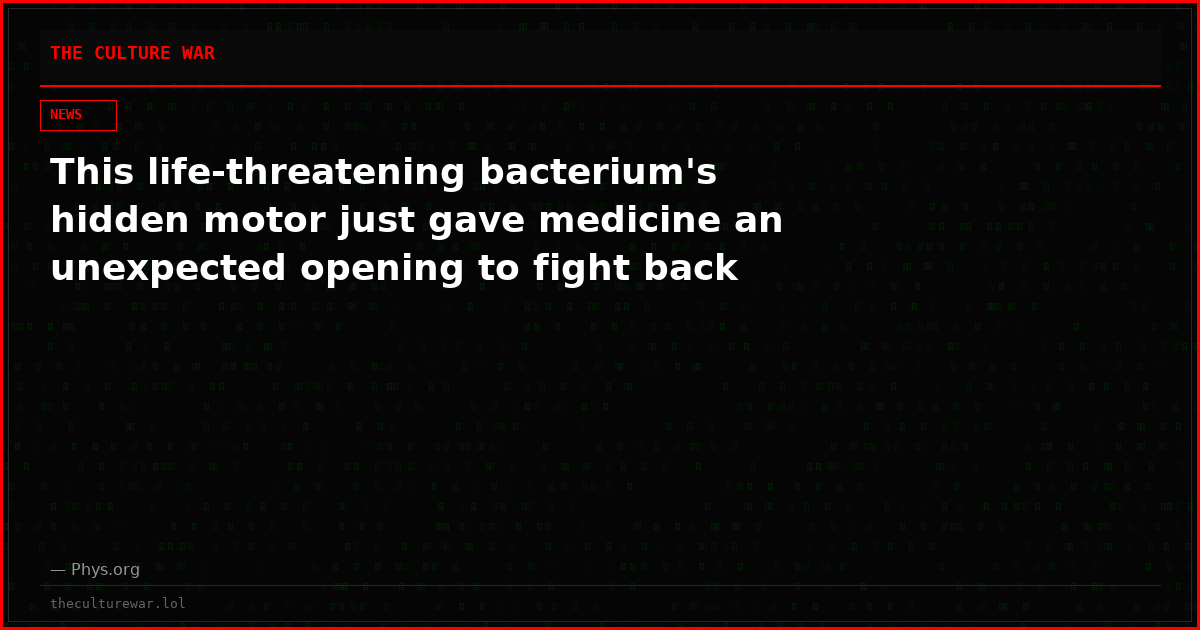 This life‑threatening bacterium's hidden motor just gave medicine an unexpected opening to fight back