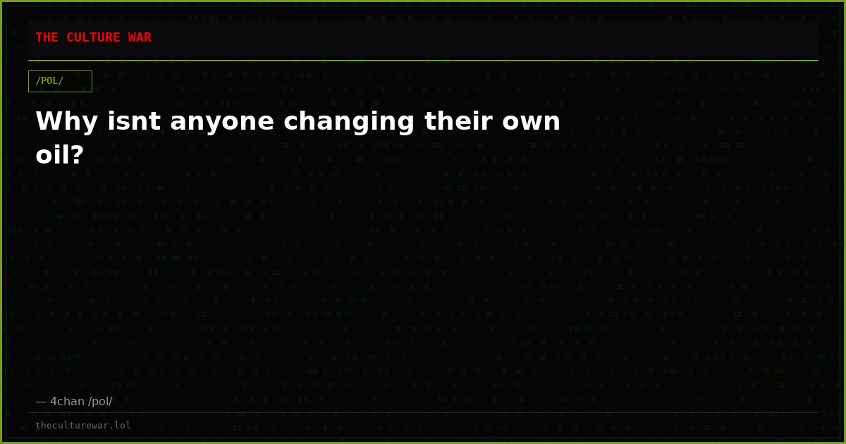 Why isnt anyone changing their own oil?