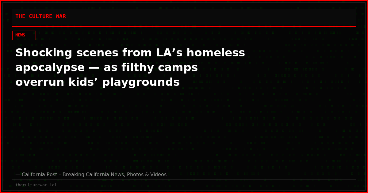 Shocking scenes from LA’s homeless apocalypse — as filthy camps overrun kids’ playgrounds