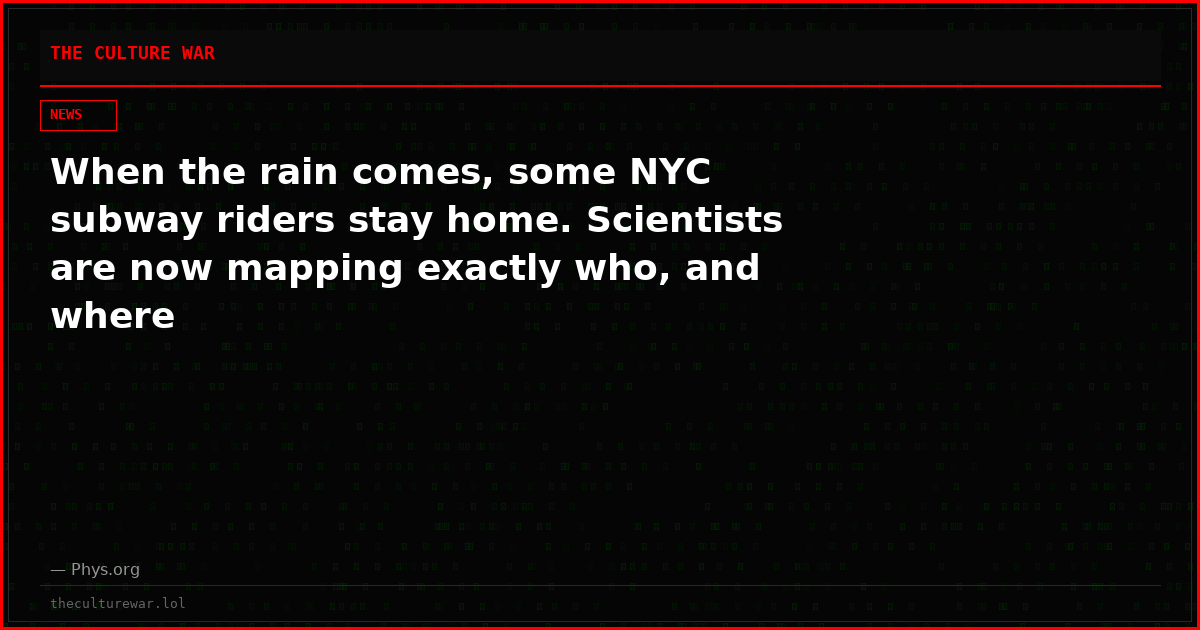 When the rain comes, some NYC subway riders stay home. Scientists are now mapping exactly who, and where