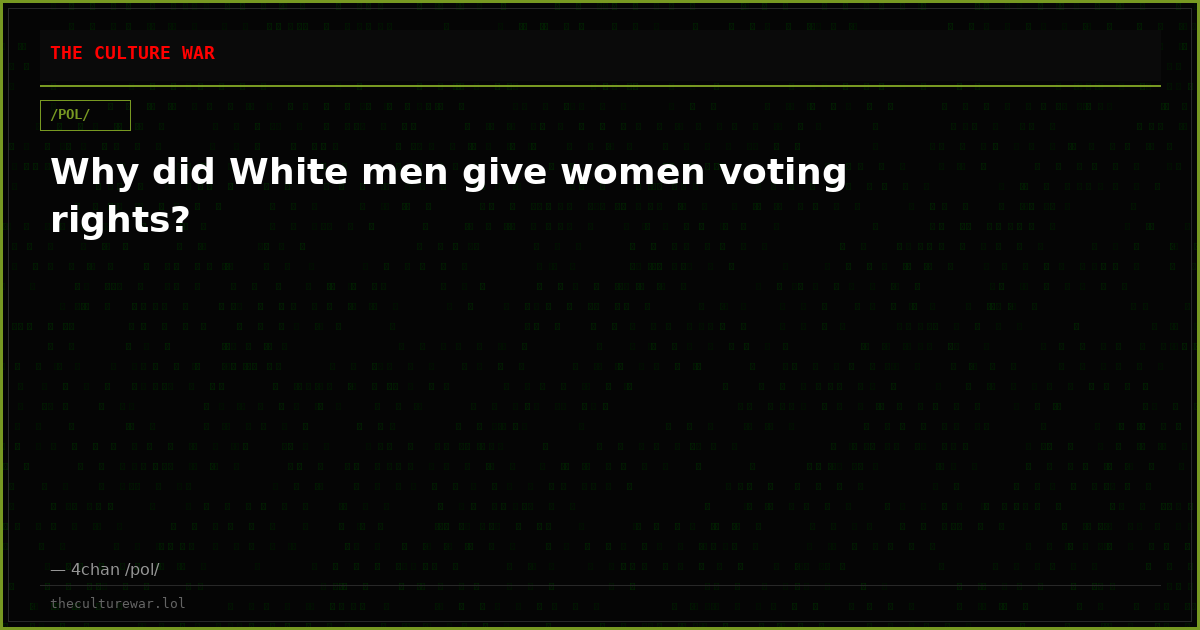 Why did White men give women voting rights?