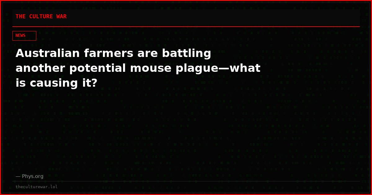 Australian farmers are battling another potential mouse plague—what is causing it?