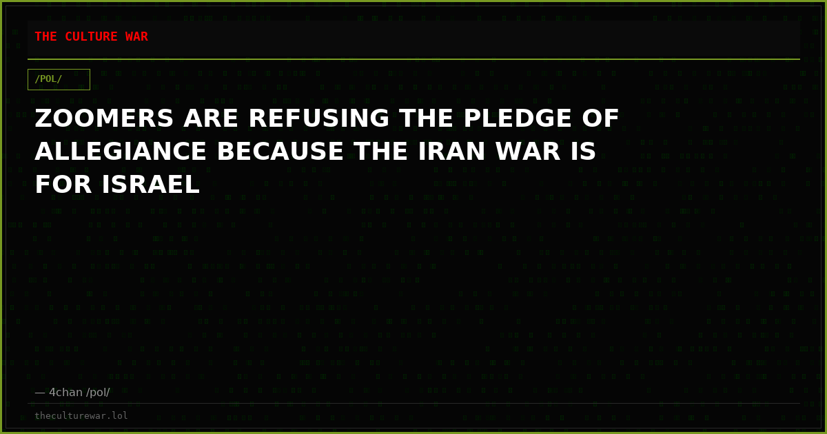 ZOOMERS ARE REFUSING THE PLEDGE OF ALLEGIANCE BECAUSE THE IRAN WAR IS FOR ISRAEL