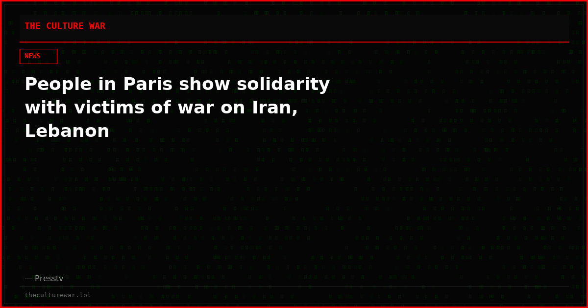 People in Paris show solidarity with victims of war on Iran, Lebanon