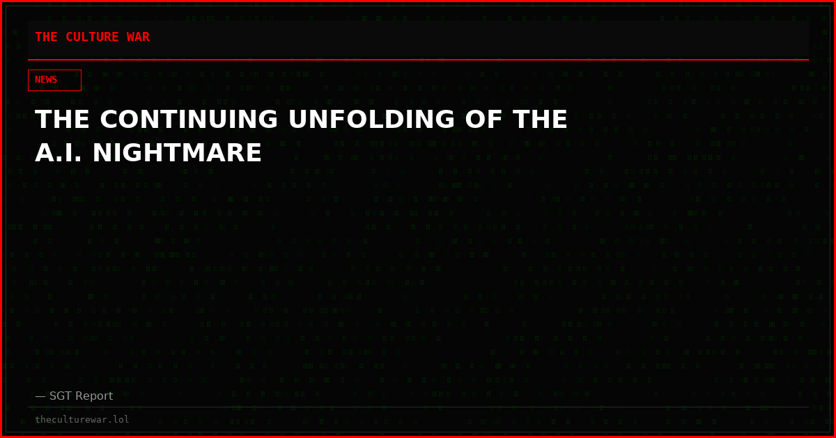 THE CONTINUING UNFOLDING OF THE A.I. NIGHTMARE