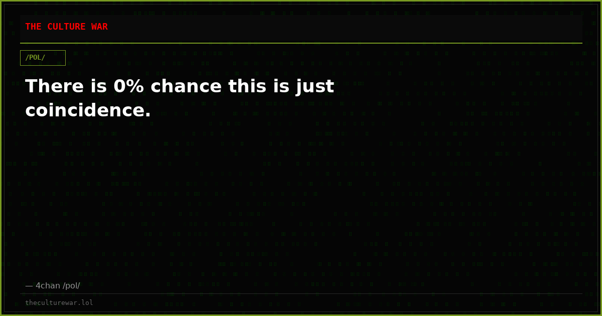 There is 0% chance this is just coincidence.