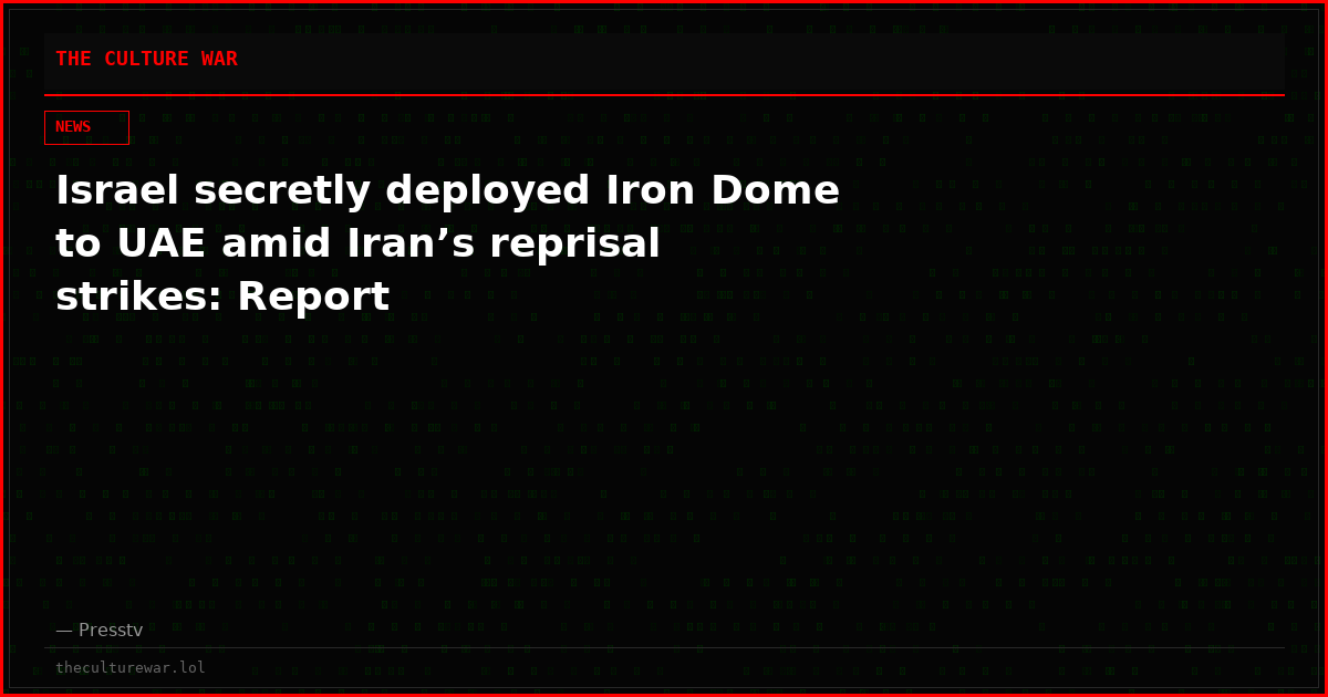 Israel secretly deployed Iron Dome to UAE amid Iran’s reprisal strikes: Report
