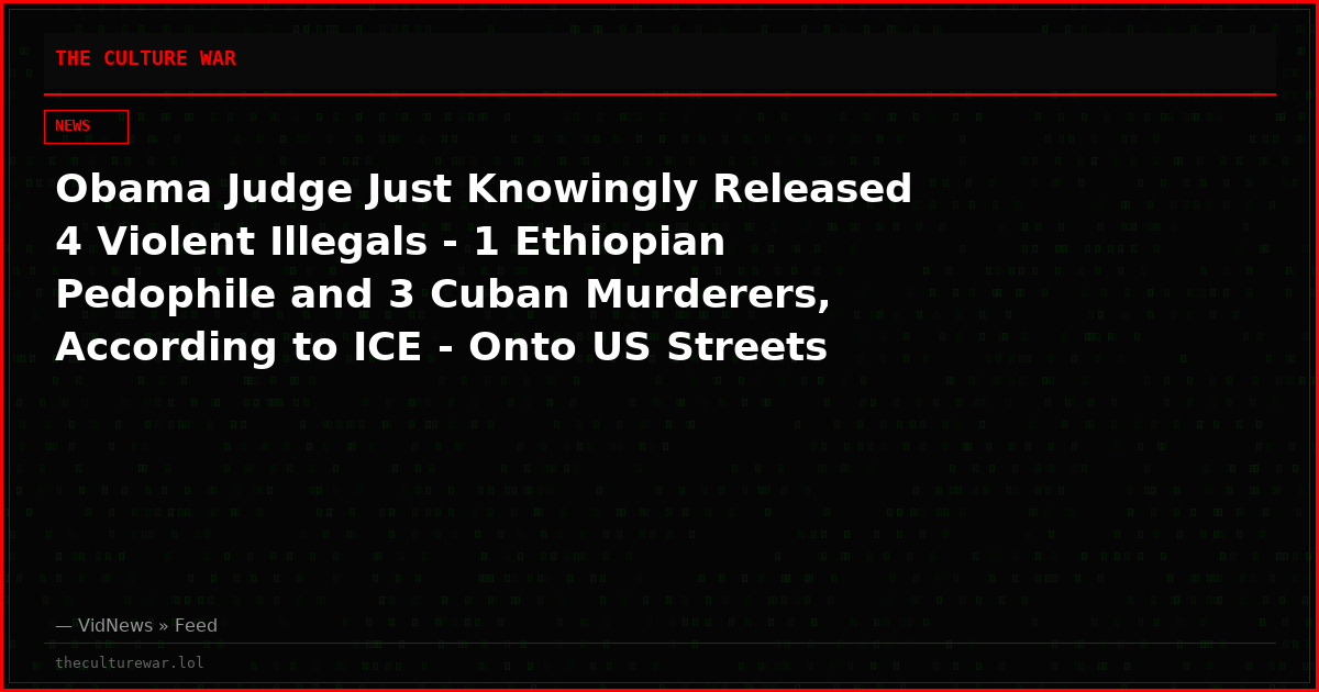 Obama Judge Just Knowingly Released 4 Violent Illegals - 1 Ethiopian Pedophile and 3 Cuban Murderers, According to ICE - Onto US Streets